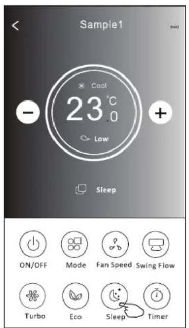 Sample1 * Cool 23 °C Low + Sleep ON/OFF Mode Fan Speed Swing Flow Turbo Eco Sleep Timer