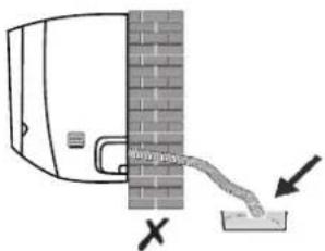 Diagram showing a pipe being inserted into a container with a cross mark and directional arrow, likely illustrating a process or safety concept.