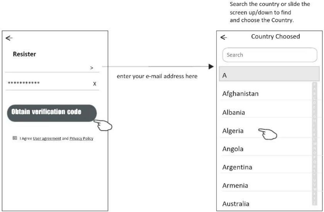 Resister Over **************** X Obtain verification code ✓ I Agree User agreement and Privacy Policy enter your e-mail address here Search the country or slide the screen up/down to find and choose the Country. Country Choosed Search A Afghanistan Albania Algeria Angola Argentina Armenia Australia