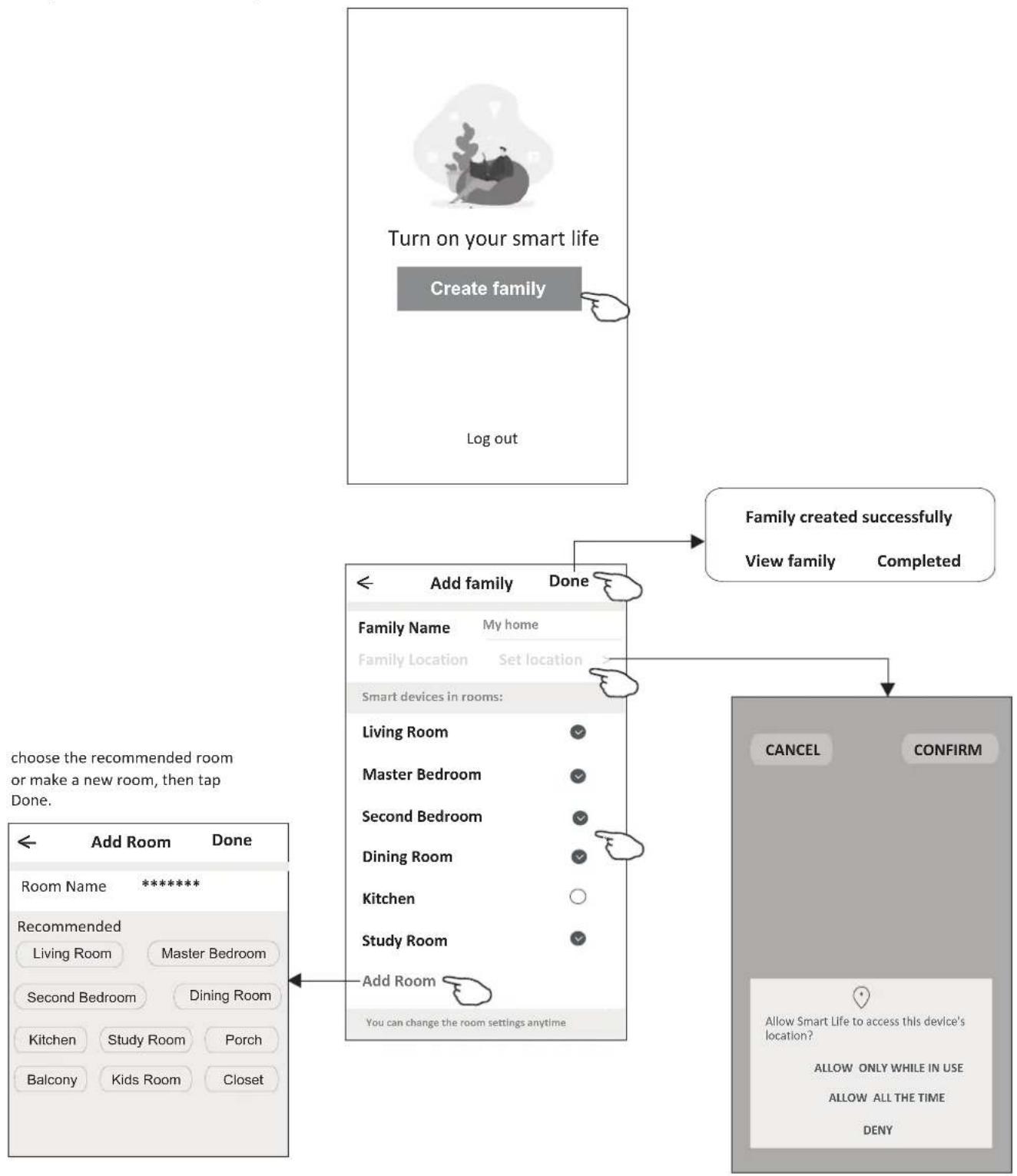 CORBERO CSP09GREGAL - The first time the APP is used, Create family is needed: - 1