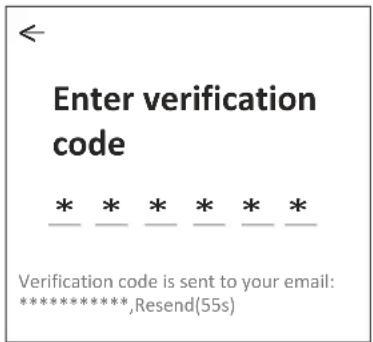Enter verification code * * * * * * Verification code is sent to your email: ******* , Resend(55s)