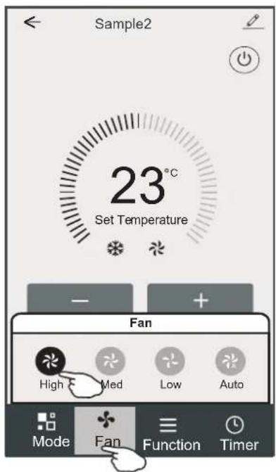 Sample2 23°C Set Temperature - + Fan High F Med Low Auto Mode Fan Function Timer