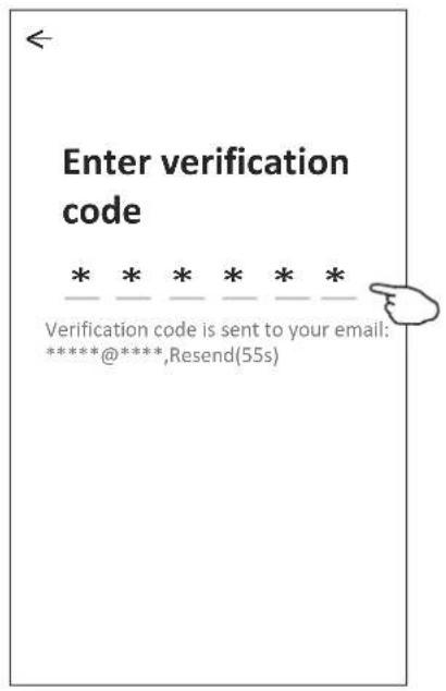 Enter verification code * * * * * * Verification code is sent to your email: *****@****,Resend(55s)