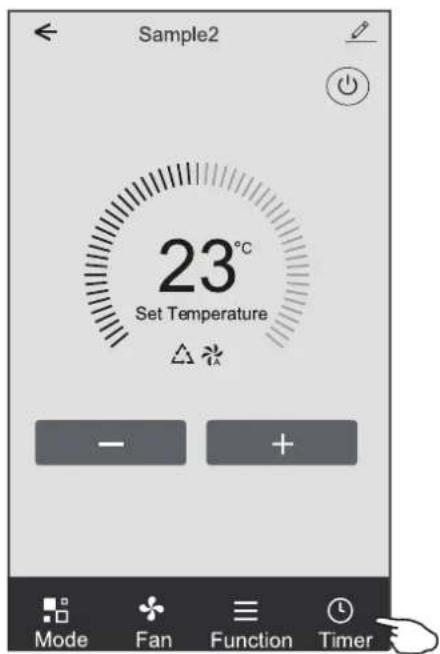Sample2 23°C Set Temperature - + Mode Fan Function Timer