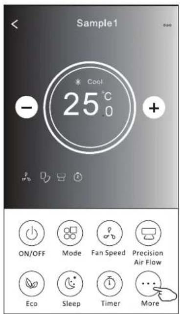 Sample1 * Cool 25°C - + ON/OFF Mode Fan Speed Precision Air Flow Eco Sleep Timer More