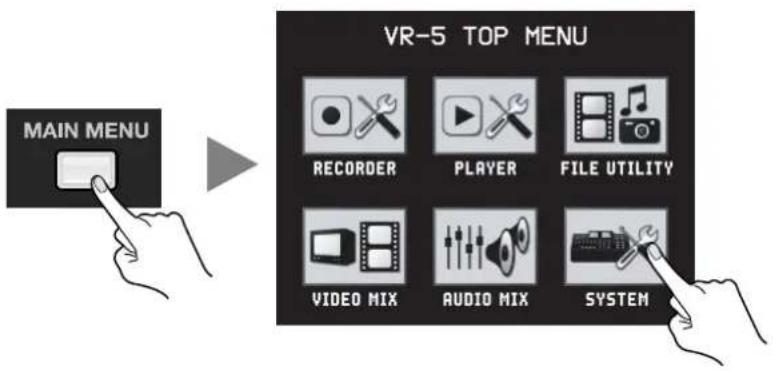 ROLAND VR-5 - Open SYSTEM menu - 1