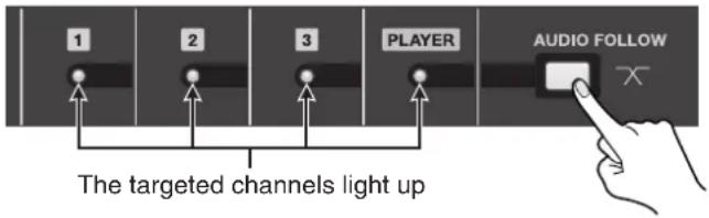 1 2 3 PLAYER AUDIO FOLLOW The targeted channels light up