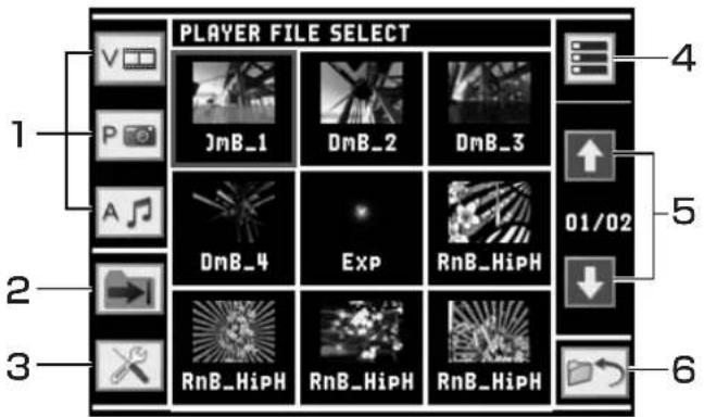 PLAYER FILE SELECT 1 P A 2 3 PLAYER FILE SELECT JmB_1 DmB_2 DmB_3 DmB_4 Exp RnB_HiPH 01/02 6 6 4 5