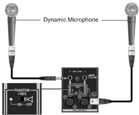 Dynamic Microphone PHANTOM +48 V ON • • OFF MEC/LNC 1 C-06-07 SPELUM INPUT