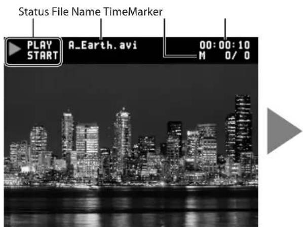 Status File Name TimeMarker PLAY START A_Earth.avi 00:00:10 M 0/ 0
