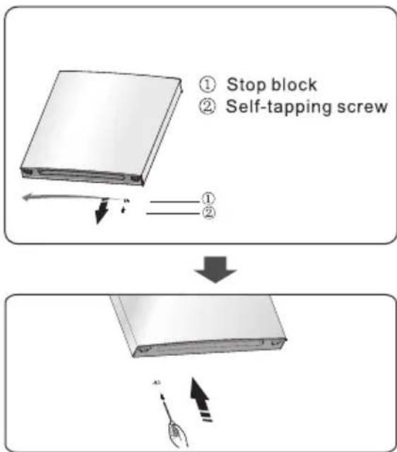 ① Stop block ② Self-tapping screw