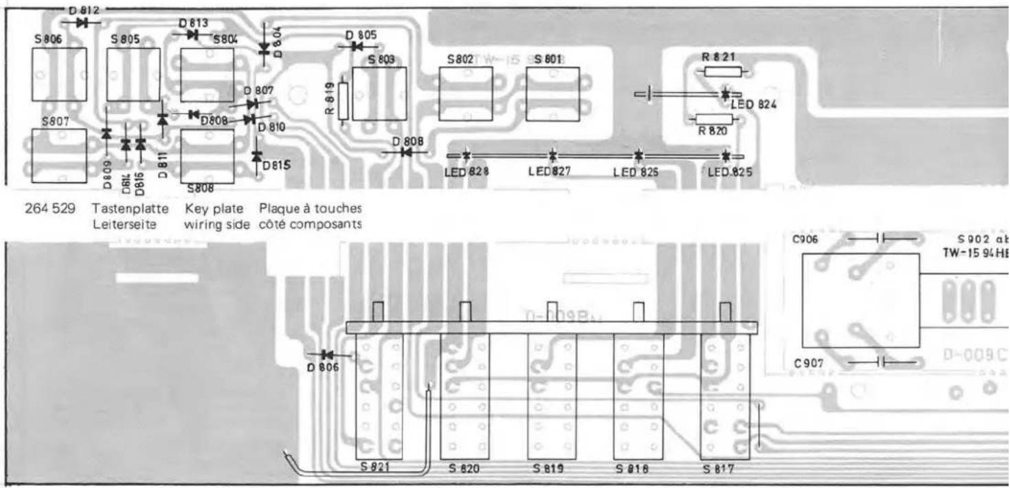 264 529 Tastenplatte Key plate Plaque à touches Leiterseite wiring side côté composants S806 S805 D813 S804 D804 D807 D808 D810 D815 R819 S803 S802 S801 R821 LED 824 R820 LED 828 LED 827 LED 825 LED 825 D806 S821 S820 S819 S816 S817 C906 S902 a b TW-15 94 Hz C907