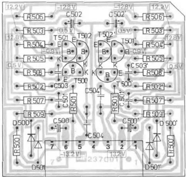 12.2V -128V -128V 12.2V R506 C502 C502' R506 R503 0.5V R504 T501 E T502 E 0.9V R505 K B K R508 E T500 R502 C503 T502' O5V R503 12.8V R504 B T501' R504 E 0.9V R505 K B K R508 Q.5V R507 C501 T500' R507' R509 C500' C500' D500 C504 C504' R509 D500' 7 6 5 4 3 2 1 -13.2V 13.2V D501 R500' D501' R500'