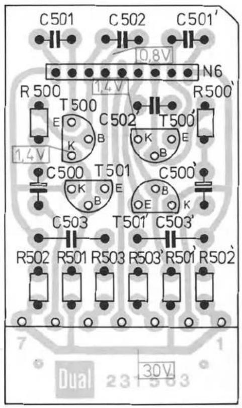 C501 C502 C501' 0,8V N6 R 500 1,4V R500 T500 C502 T500 E K B E 1,4V C500 T501 C500 OK B OE K C503 T501' C503' R502 R501 R503 R503' R501' R502' 7 30V. Dual 23 383