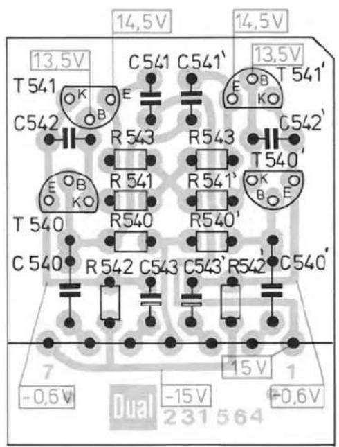 14,5V 14,5V 13,5V T 541 C542 E O B R 543 C541 C541' E O B O K T 541' C542' E O B O K R 541 R 540 R 543 R 541' T 540' C 540 R 542 C543 C543' R 542 C540' 7 -0,6V -15V -0,6V 15V Dual 231 564