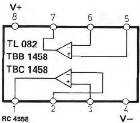 V+ 8 7 6 5 TL 082 TBB 1458 TBC 1458 RC 4558 1 2 3 4 V-