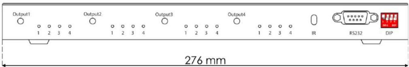 Output1 Output2 Output3 Output4 IR RS232 DIP 276 mm