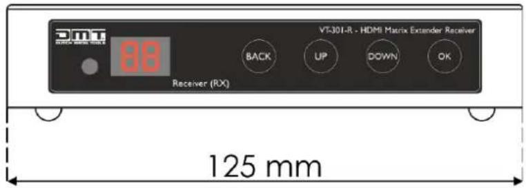 VTA301-R - HDMI Matrix Extender Receiver 88 Receiver (RX) BACK UP DOWN OK 125 mm