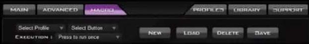 MAIN ADVANCED MAGOS PROFILES LIBRARY SUPPORT Select Profile Select Button EXECUTION: Press to run once NEW LOAD DELETE SAVE