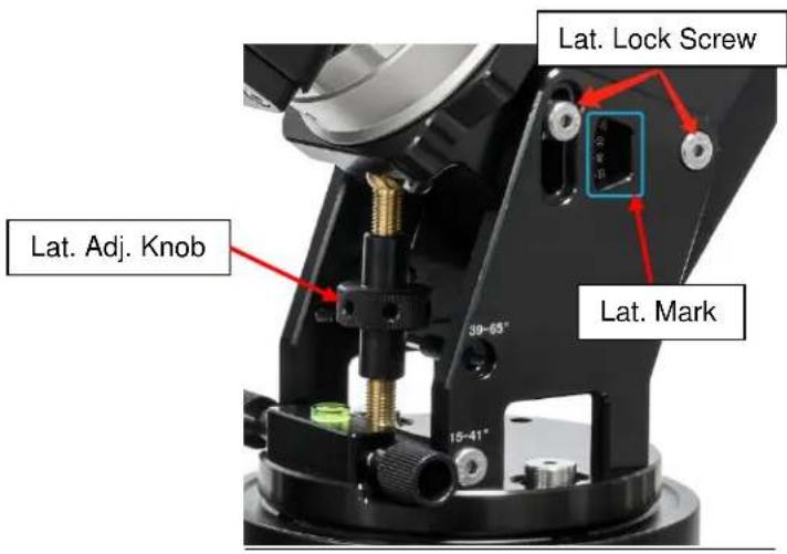 Lat. Lock Screw Lat. Adj. Knob Lat. Mark 39-65° 15-41°