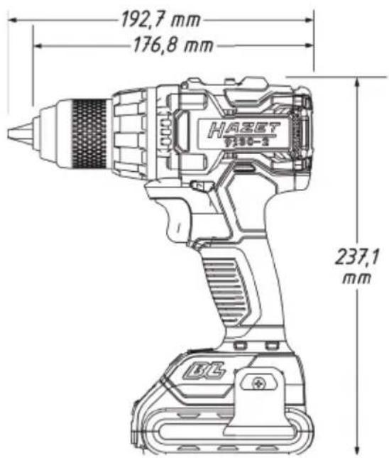 192,7 mm 176,8 mm HAEET V130-2 237,1 mm