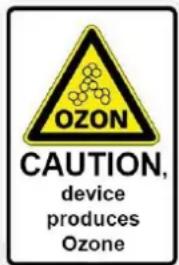 OZON CAUTION, device produces Ozone