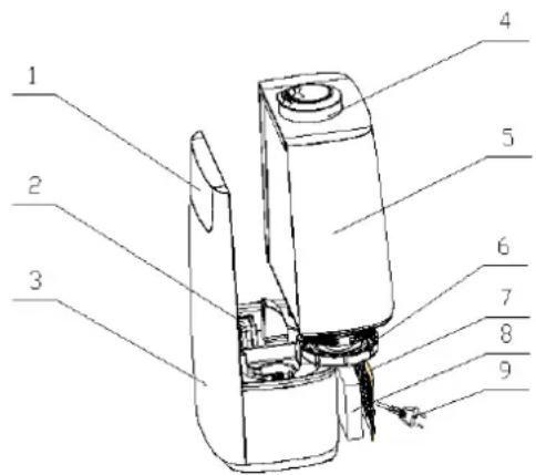 Technical diagram of a device with numbered parts for identification