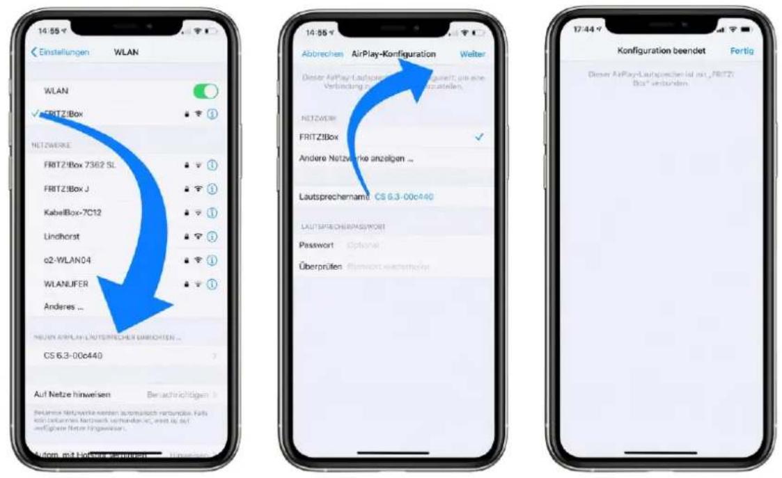 AVM Ovation SD 6.3 - Einrichtung via AirPlay-Konfiguration für iOS - 4