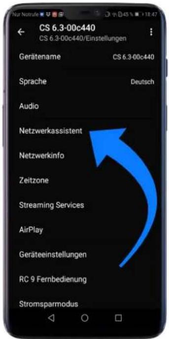 CS 6.3-00c440 CS 6.3-00c440/Einstellungen Gerätenme CS 6.3-00c440 Sprache Deutsch Audio Netzwerkassistent Netzwerkinfo Zeitzone Streaming Services AirPlay Geräteeinstellungen RC 9 Fernbedienung Stromsparmodus