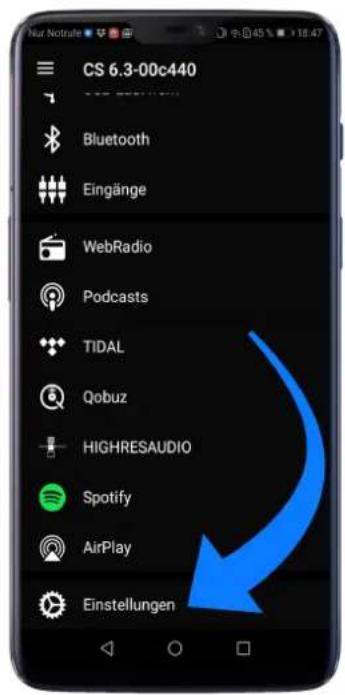 CS 6.3-00c440 Bluetooth Eingänge WebRadio Podcasts TIDAL Qobuz HIGHRESAUDIO Spotify AirPlay Einstellungen