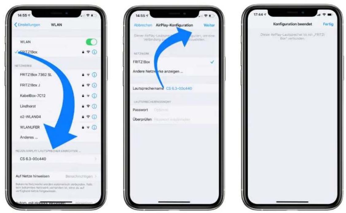 AVM Ovation MP 8.3 - Einrichtung via AirPlay-Konfiguration für iOS - 4
