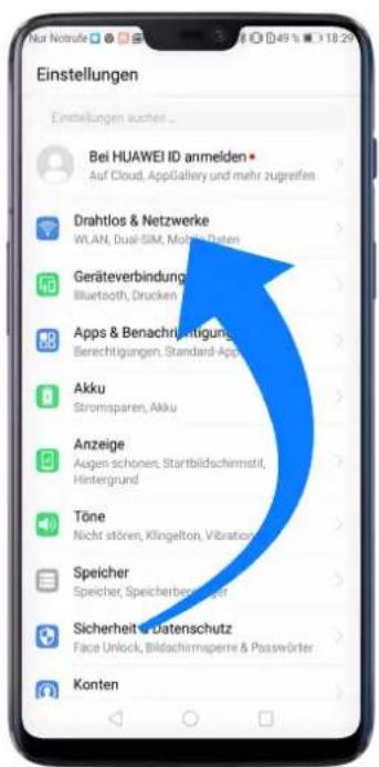 Einstellungen Einstellungen suchen... Bei HUAWEI ID anmelden Auf Cloud, AppGallery und mehr zugreifen Drahtlos & Netzwerke WLAN, Dual-SIM, Mobile, Osten Geräteverbindung Bluetooth, Drucken Apps & Benachrichtigung Berechtigungen, Standard-App Akku Stromsparen, Akku Anzeige Augen schonen, Startbildschirmstil, Hintergrund Töne Nicht stören, Klingelton, Vibrationer Speicher Speicher, Speicherbestager Sicherheit & Datenschutz Face Unlock, Bildschirmsperne & Passwörter Konten