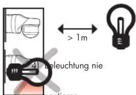 4) Beleuchtung nie > 1m