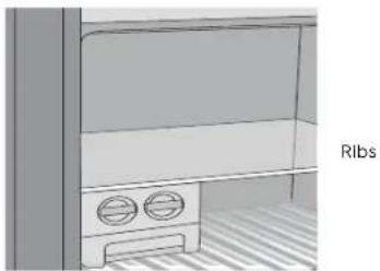 Diagram of a cabinet or rack with two air filters and a label 'Ribs' on the side (no other text or symbols)