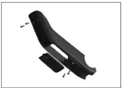 3D model of a black plastic car body component with mounting holes and a side clip (no text or symbols)