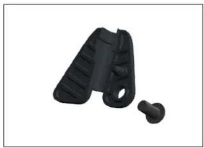 Black plastic mechanical component with two small protrusions, no text or symbols visible