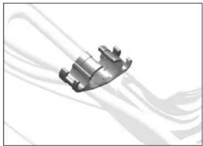 Metal mechanical component with flanged ends, shown against a white abstract background (no text or symbols)