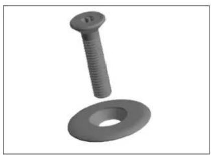 3D rendered image of a screw and washer (no text or symbols)