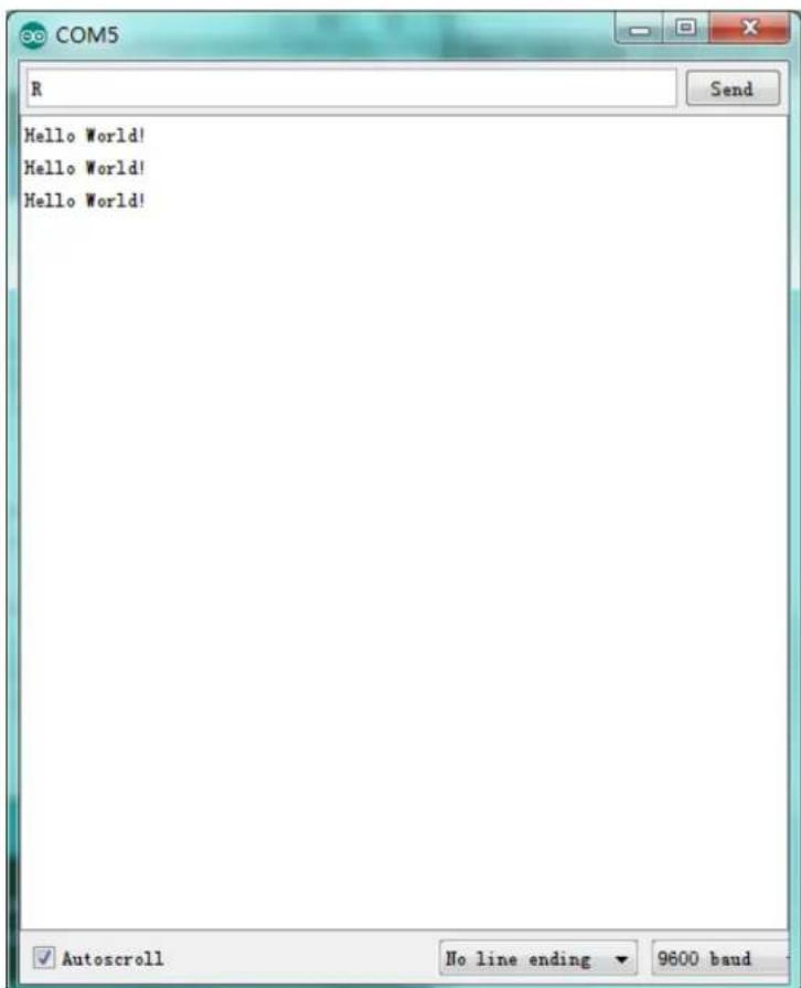 COM5 R Send Hello World! Hello World! Hello World!