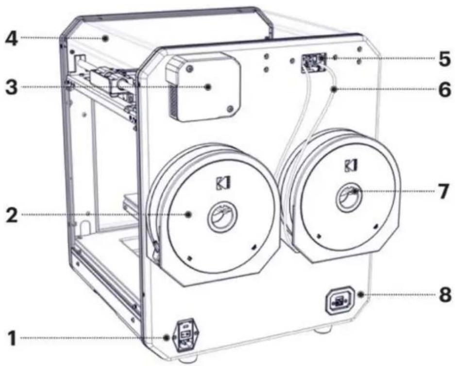Technical diagram of a mechanical device with numbered components for identification