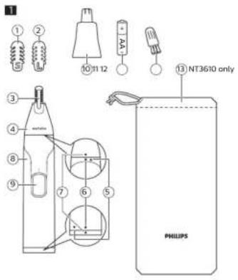 1 2 3 4 5 6 7 8 9 10 11 12 13 NT3610 only PHILIPS