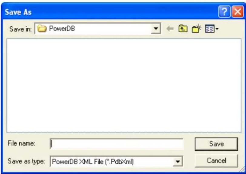 Save As Save in: PowerDB File name: Save Save as type: PowerDB XML File (*.PdbXml) Cancel