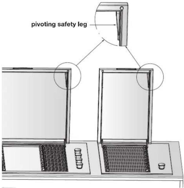 pivoting safety leg