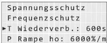 Spannungsschutz Frequenzschutz ►T Wiederverb.: 600s P Rampe ho: 6000%/m