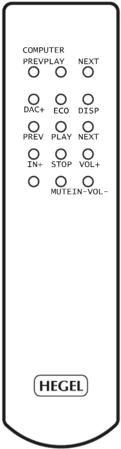 COMPUTER PREVPLAY NEXT DAC+ ECO DISP PREV PLAY NEXT IN+ STOP VOL+ MUTEIN-VOL- HEGEL