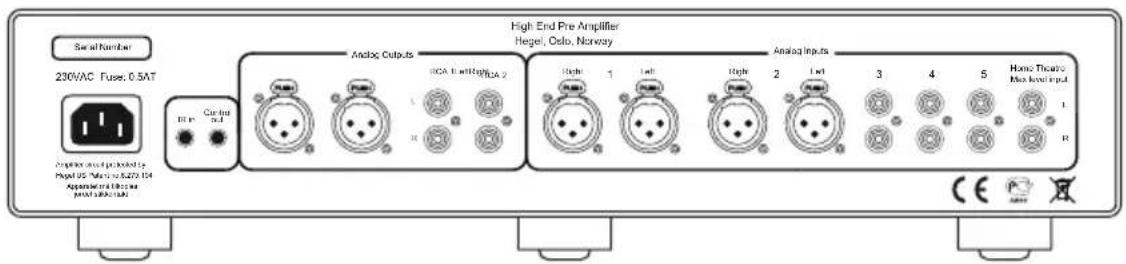 Serial Number 230VAC Fuse: 0.5AT Circiint Analog Outputs HCA 1 with HCPA 2 High End Pre Amplifier Hegel, Oslo, Norway Analog Inputs Hans Thacino Max level input I R C E P A X R