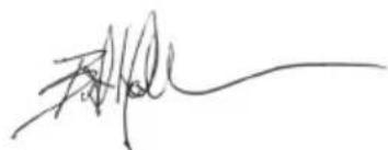 Handwritten signature or scribble on white background, possibly a signature or artistic mark