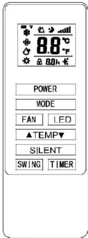 8.8°C POWER MODE FAN LED ▲TEMP▼ SILENT SWING TIMER