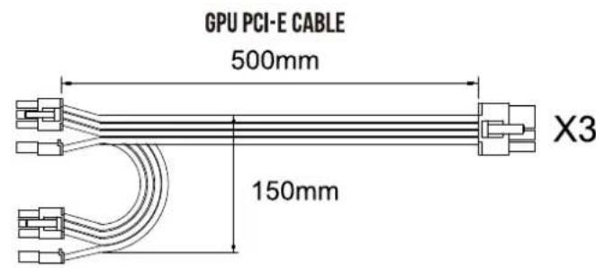 GPU PCI-E CABLE 500mm 150mm X3