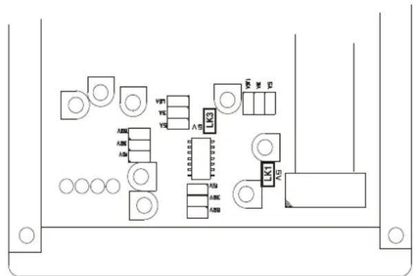 Technical diagram of an electronic device rear panel with labeled components and connectors